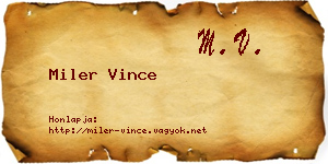 Miler Vince névjegykártya